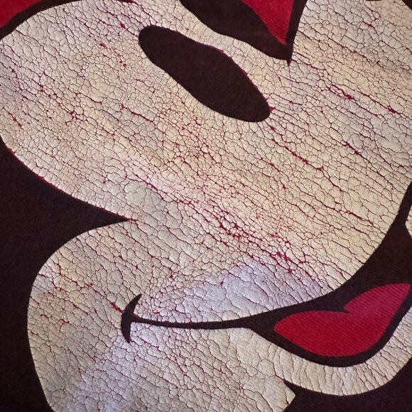 Vintage Disney Mickey Mouse Red Oversized T-Shirt One Size Fits All 100% Cotton - Picture 8 of 11